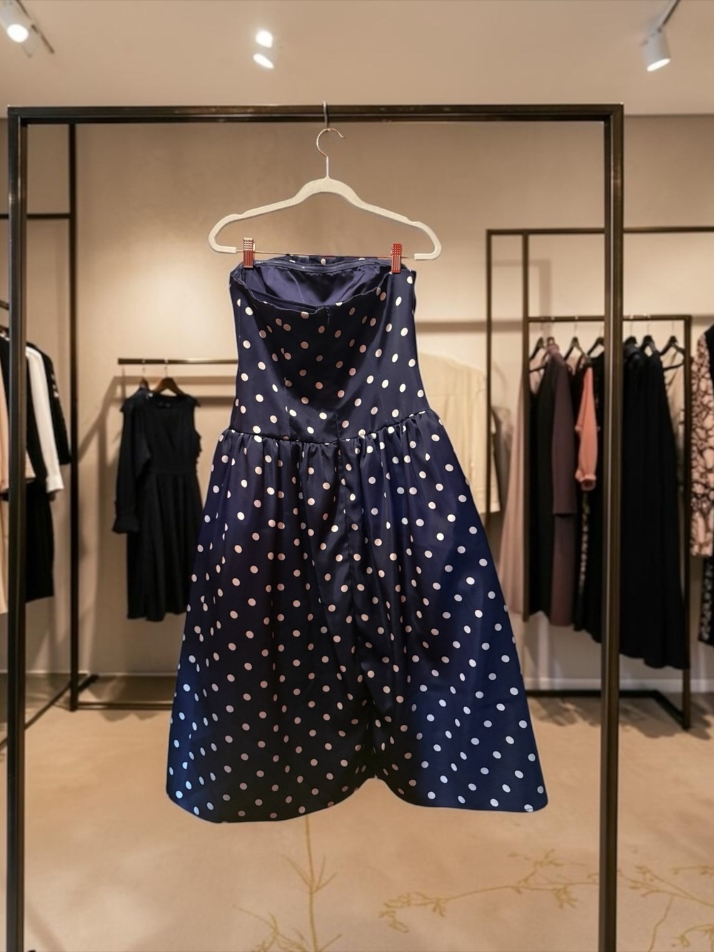 Self-Portrait Navy and White Polka Dot fit and flare cocktail Dress size 6